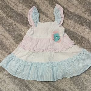 Pink, Blue & White Ruffled Dress